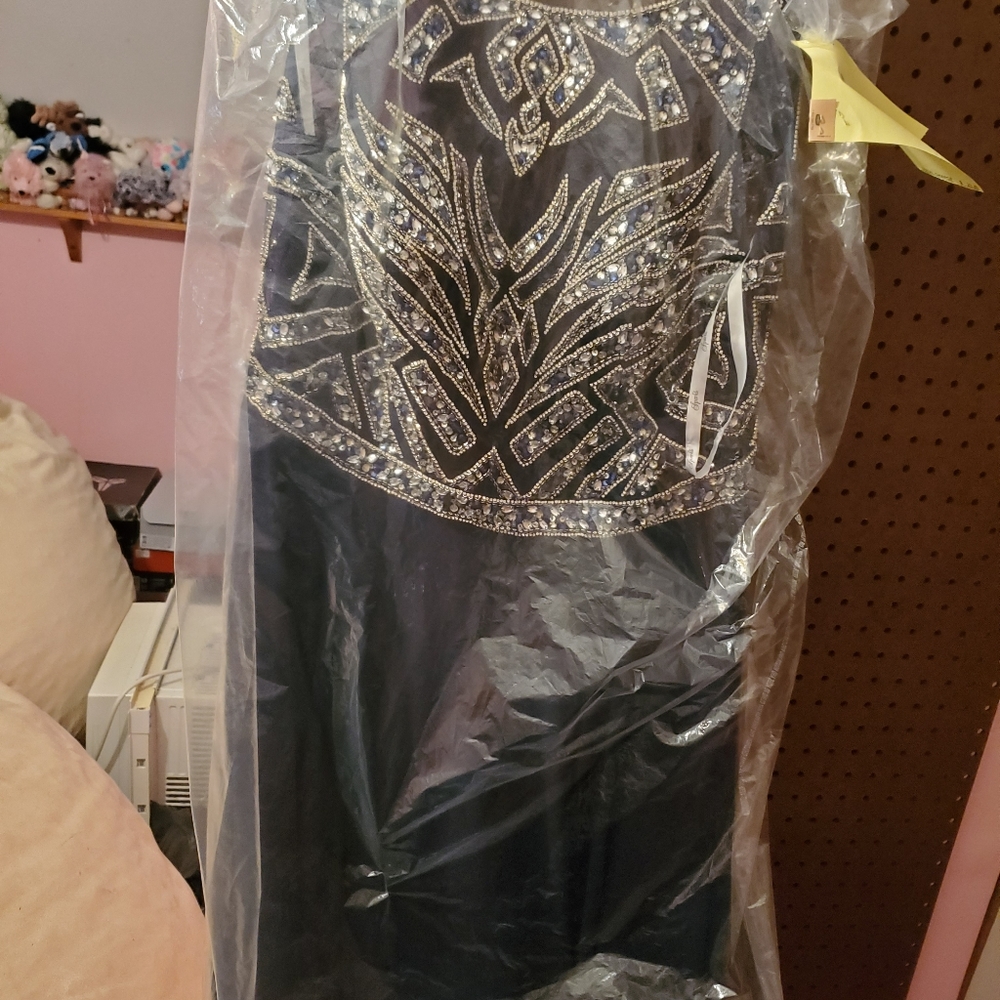 Blue Dress with silver beads
